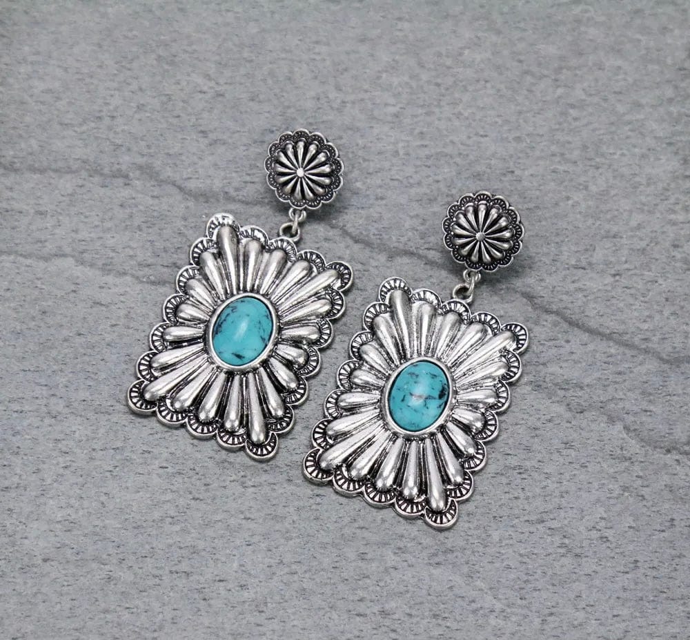 Western silver concho Earrings Southwest Bedazzle jewelz