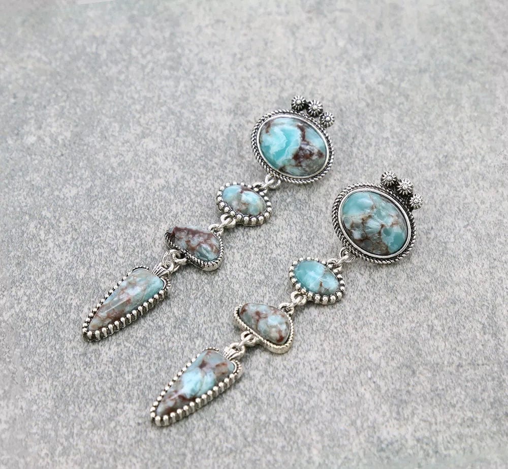 Western stone dangle earrings Southwest Bedazzle jewelz
