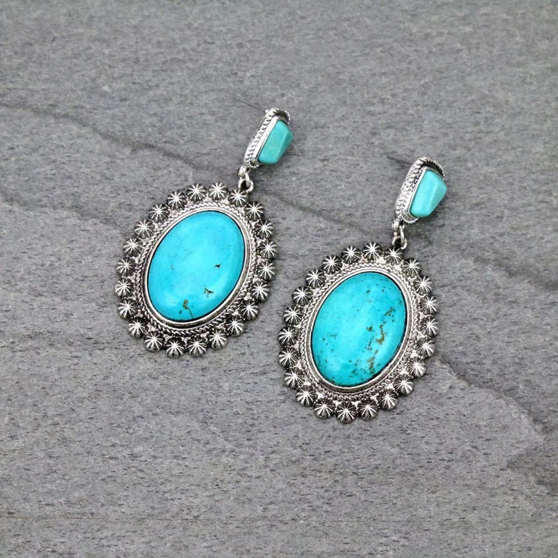 Western turquoise earrings Southwest Bedazzle jewelz