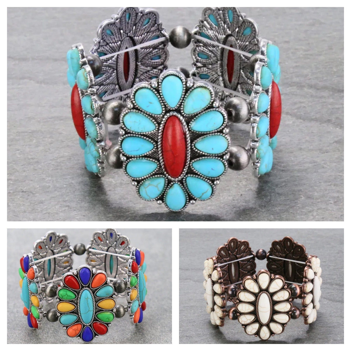 Western turquoise stretch bracelet Southwest Bedazzle jewelz