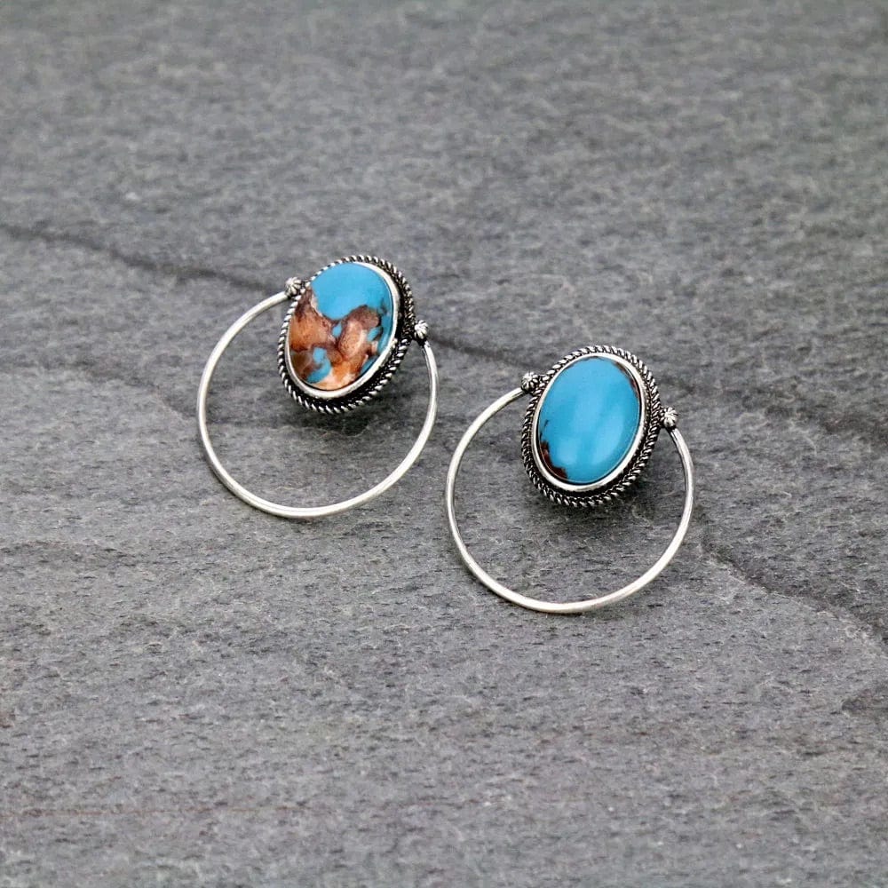 Western turquoise stud earrings  Rusty orange & blue Southwest Bedazzle jewelz