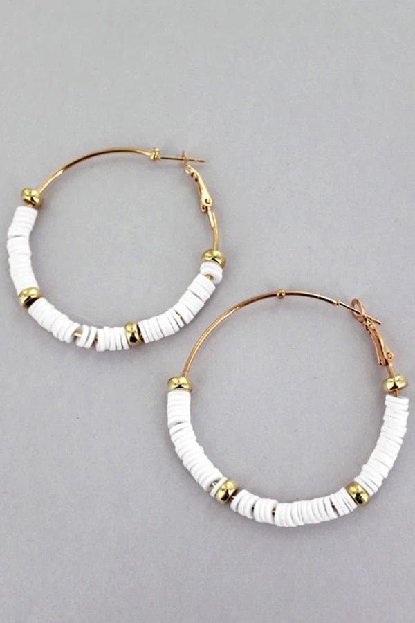 White disc hoop earrings Southwest Bedazzle jewelz