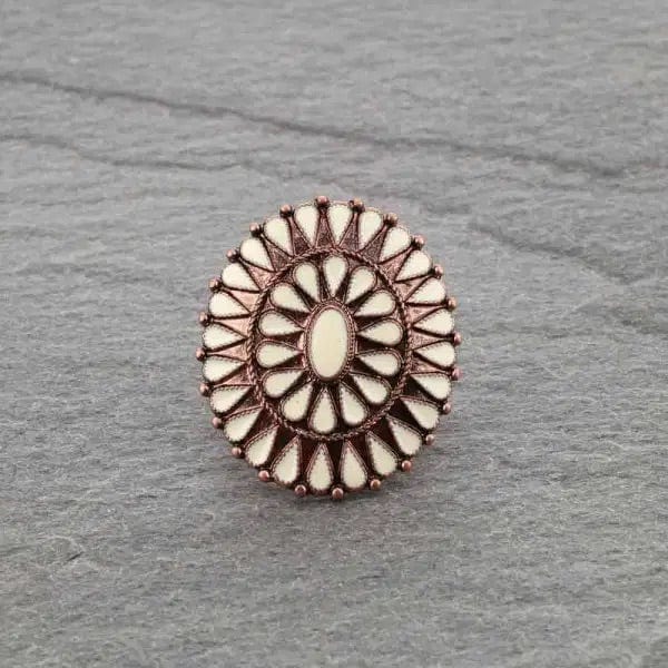 White turquoise concho stretch RING Southwest Bedazzle jewelz