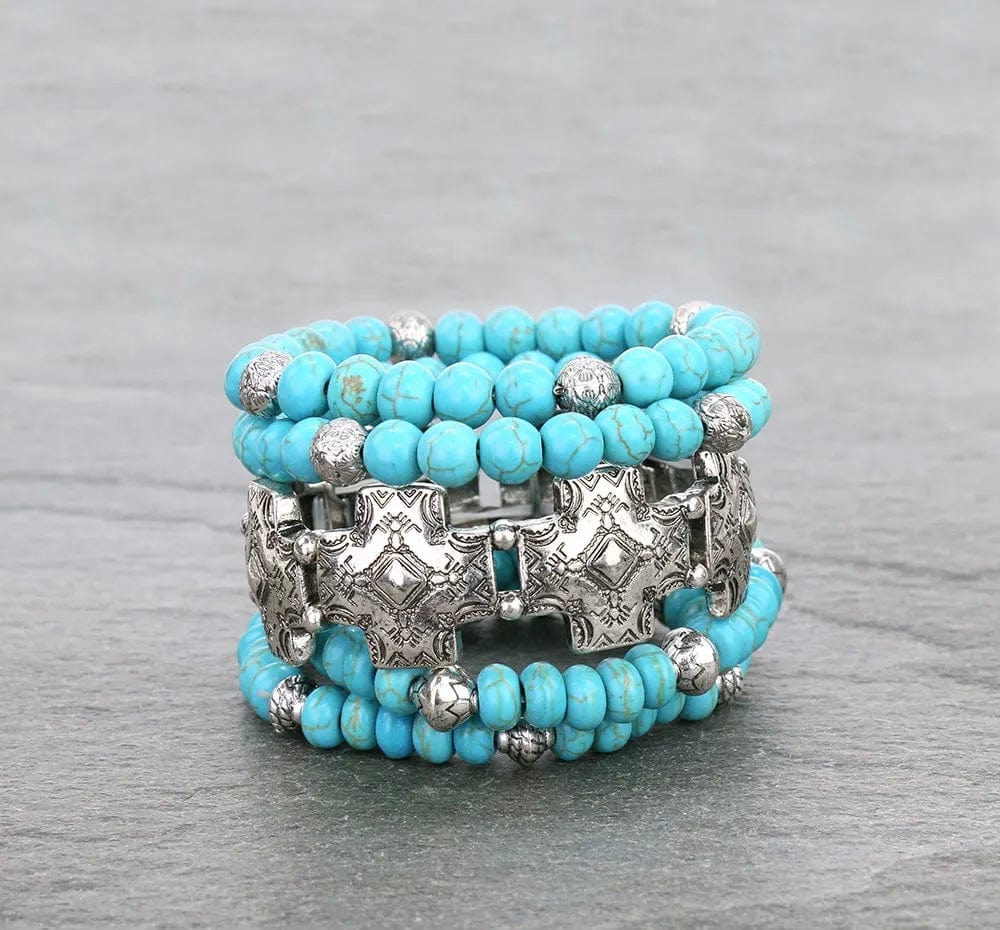Wide western Turquoise bracelet Southwest Bedazzle jewelz