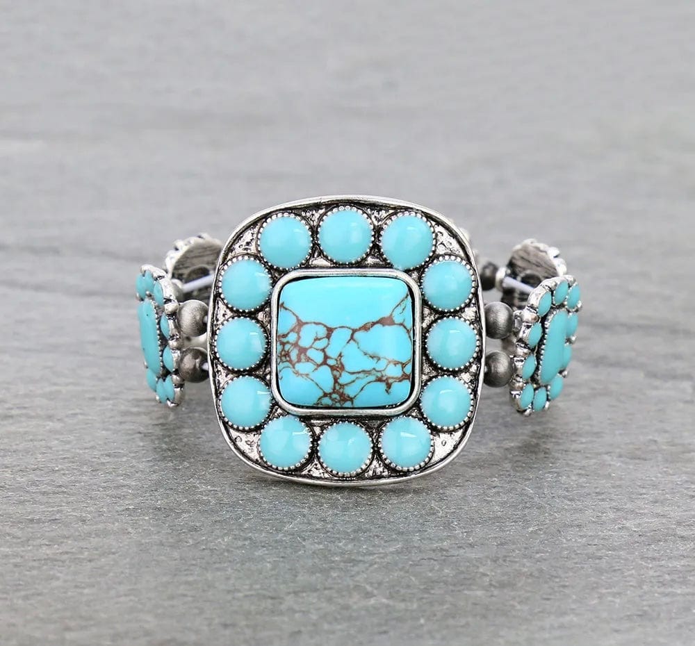 Wide western Turquoise bracelet Southwest Bedazzle jewelz