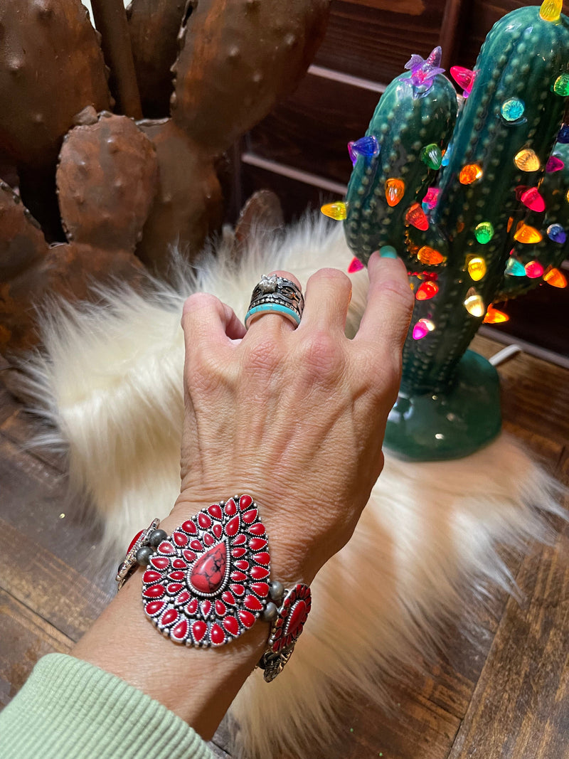 Wide western Turquoise bracelet Southwest Bedazzle jewelz