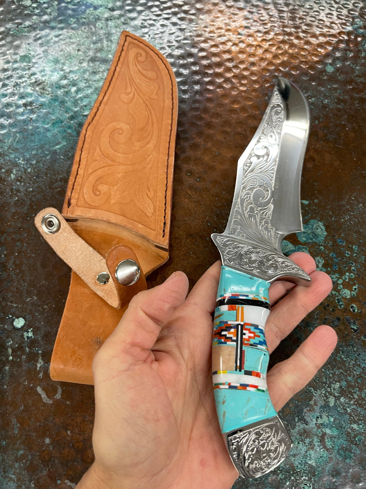 XL Native Turquoise knife Southwest Bedazzle home decor