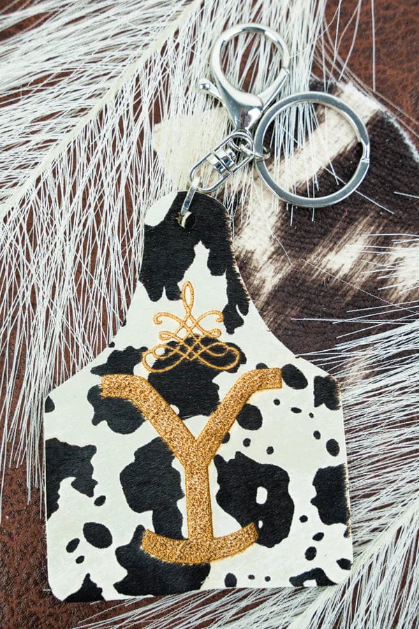 Yellowstone cowhide KEYCHAIN / Bag pull Southwest Bedazzle jewelz